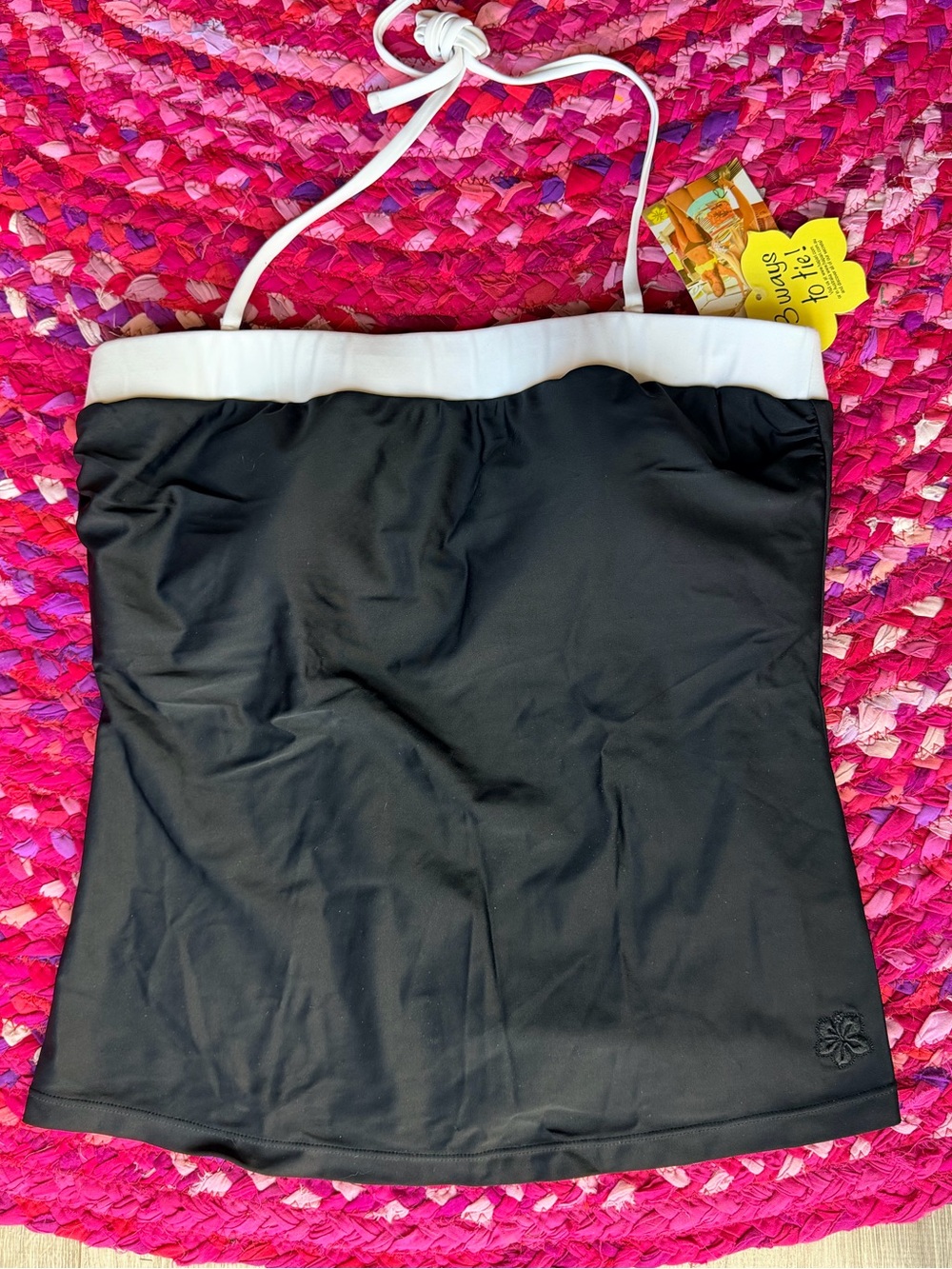 Hapari Black and White Bandeau Tankini Top
